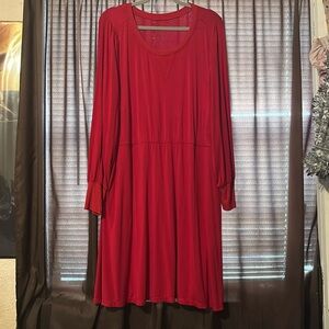 Torrid Bright Red Long Sleeve Super Soft Knit Dress - Size 2X